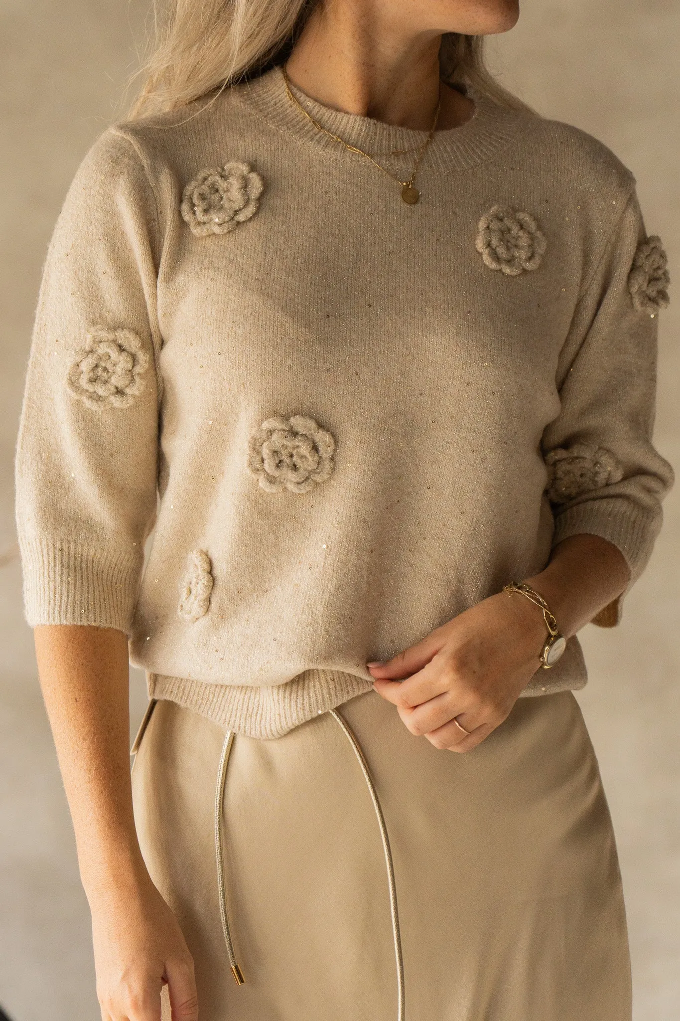 Flower top beige