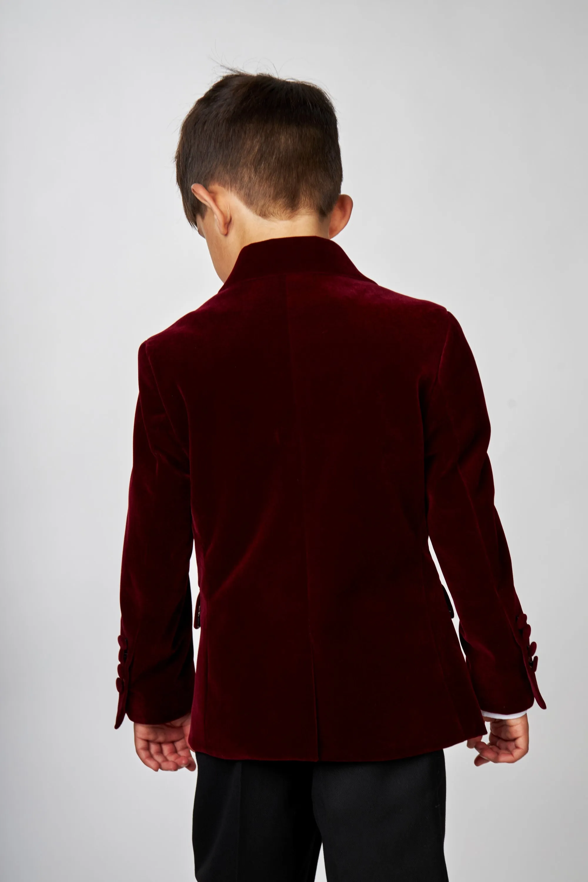 GARY - BOYS MAROON VELVET BLAZER