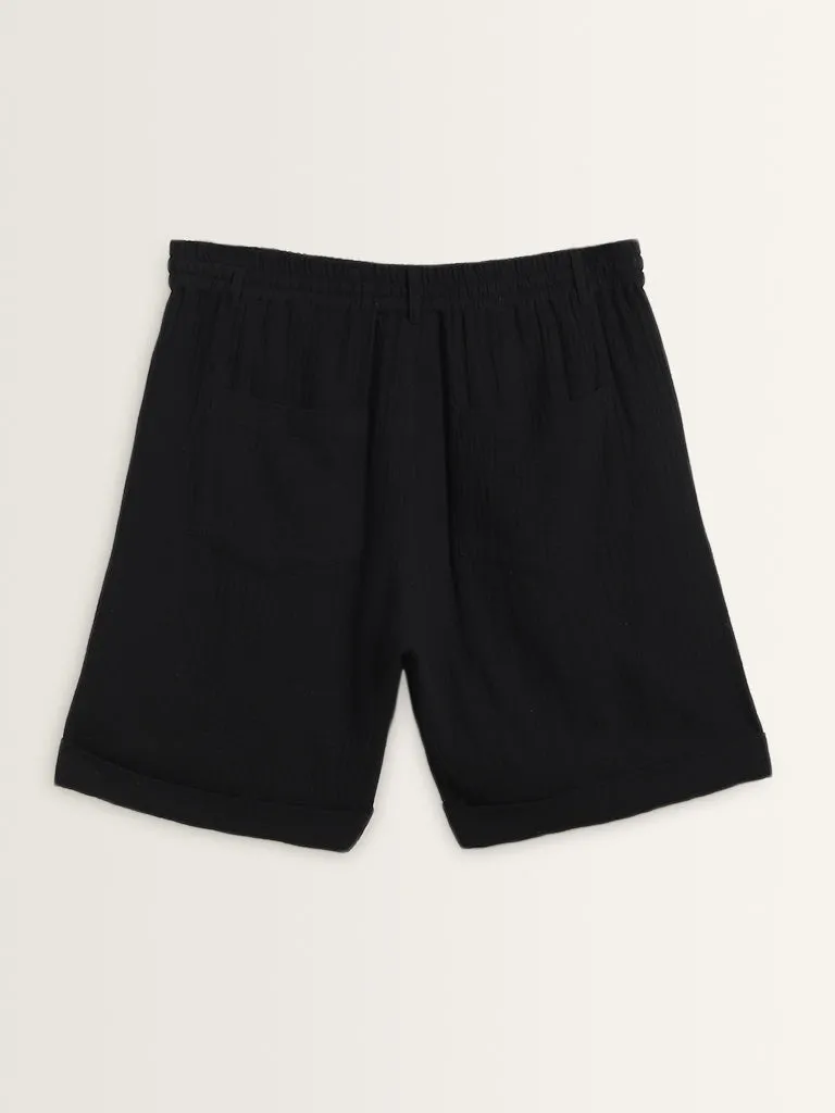 Gia Black Mid Rise Shorts