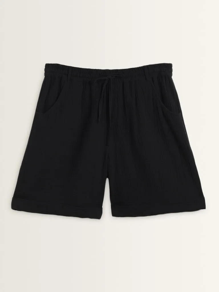 Gia Black Mid Rise Shorts