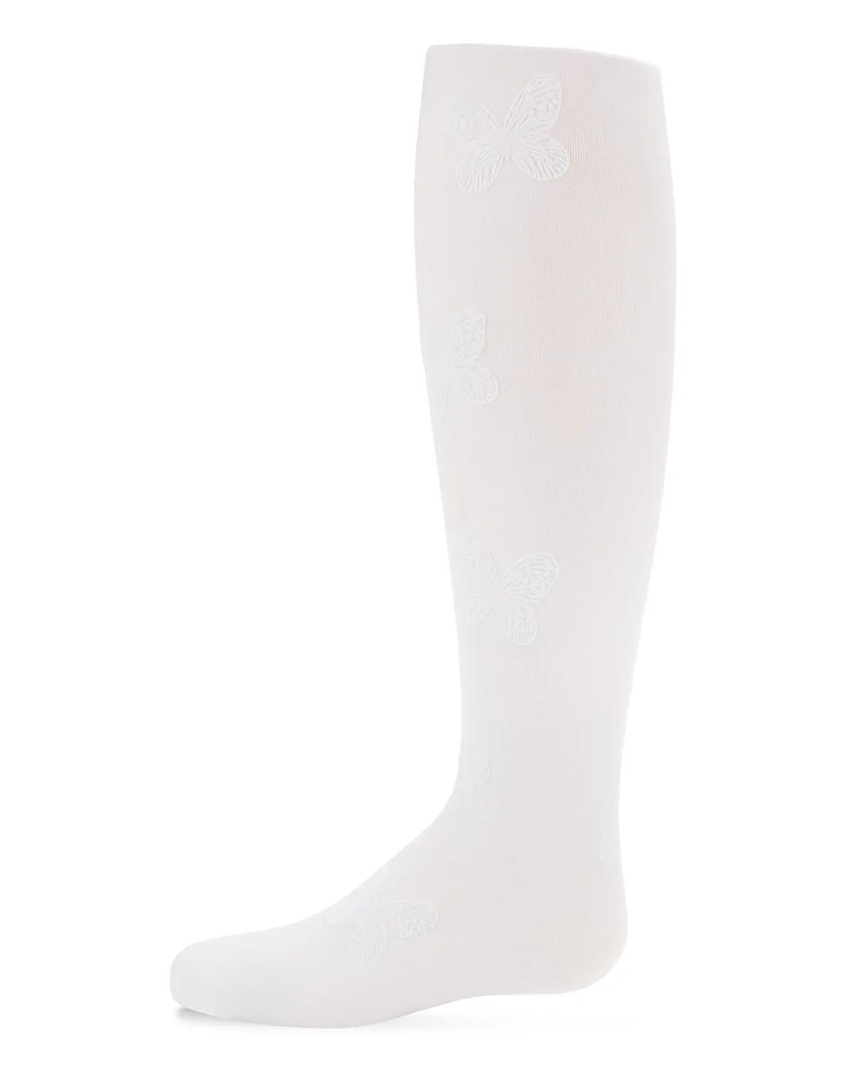 Girls' Flocked Butterfly Opaque Nylon Tights