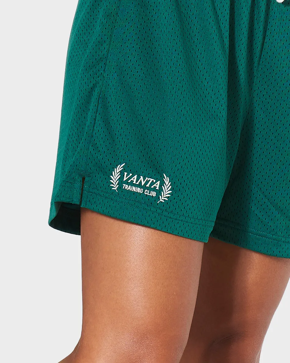 GIRLS MESH TRAINING SHORTS - RACING GREEN