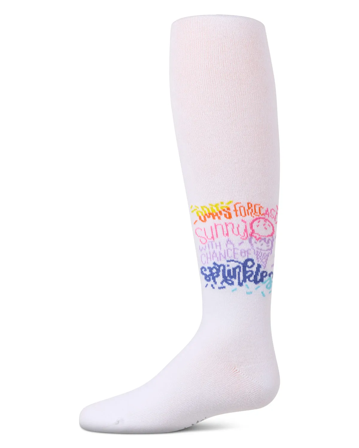 Girls “Sunny Days” Opaque Stretch Cotton Tights