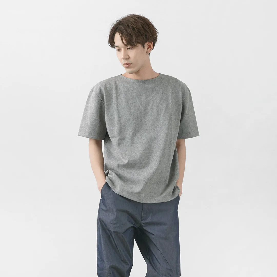 GLACON / Solid colour Boat neck Big shirt