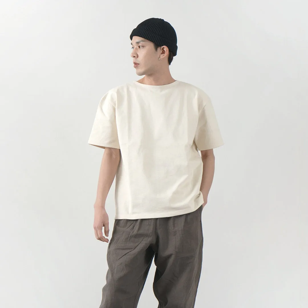 GLACON / Solid colour Boat neck Big shirt