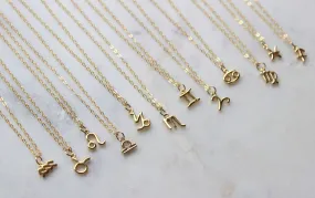 Gold Zodiac Necklace, Zodiac Jewelry, Zodiac Charm