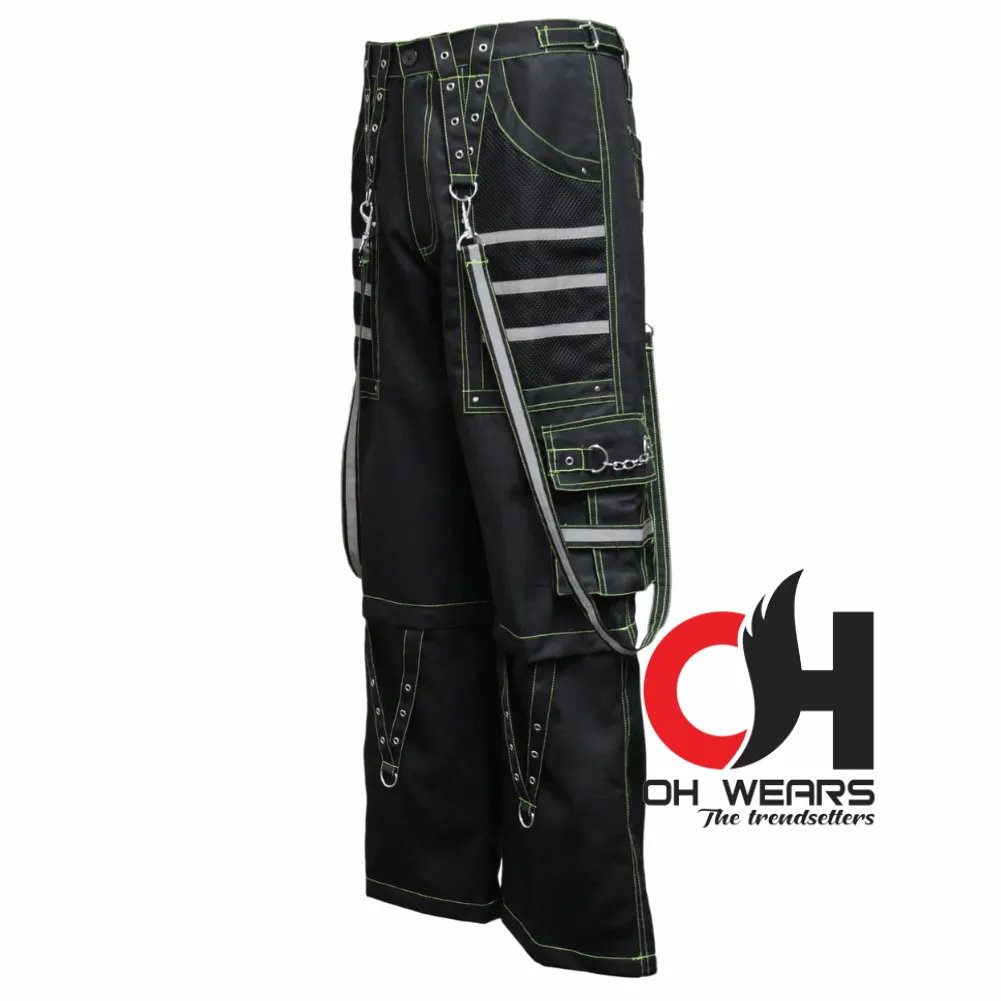 Gothic Handmade Black Reflective Pants