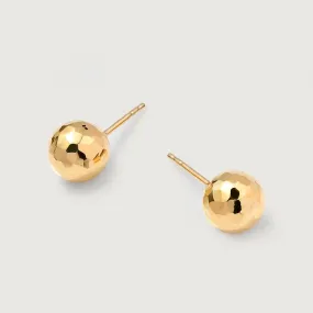 Grecian Hammered Globe Stud Earrings in 9K Gold