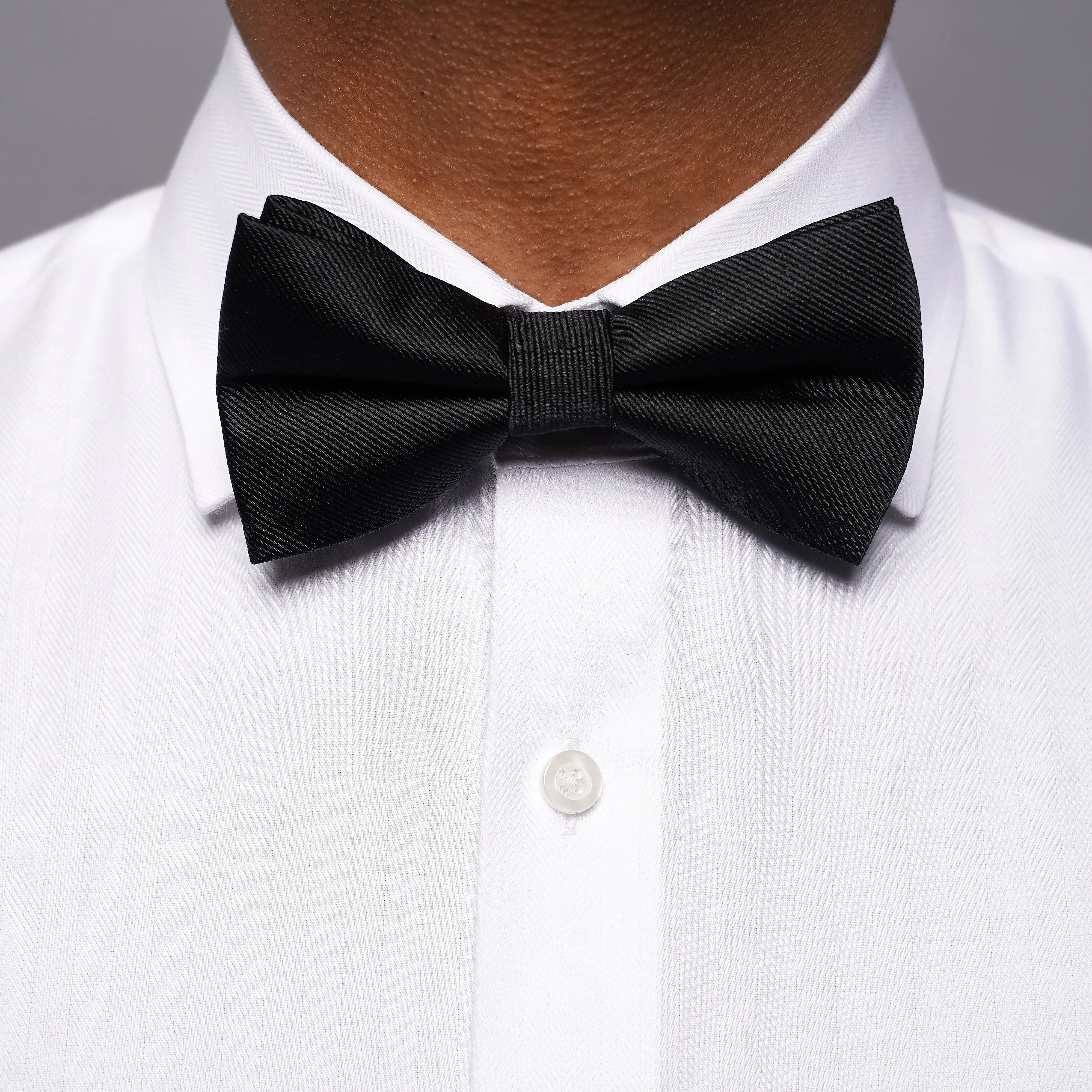 Grosgrain Solid Black Bow Tie