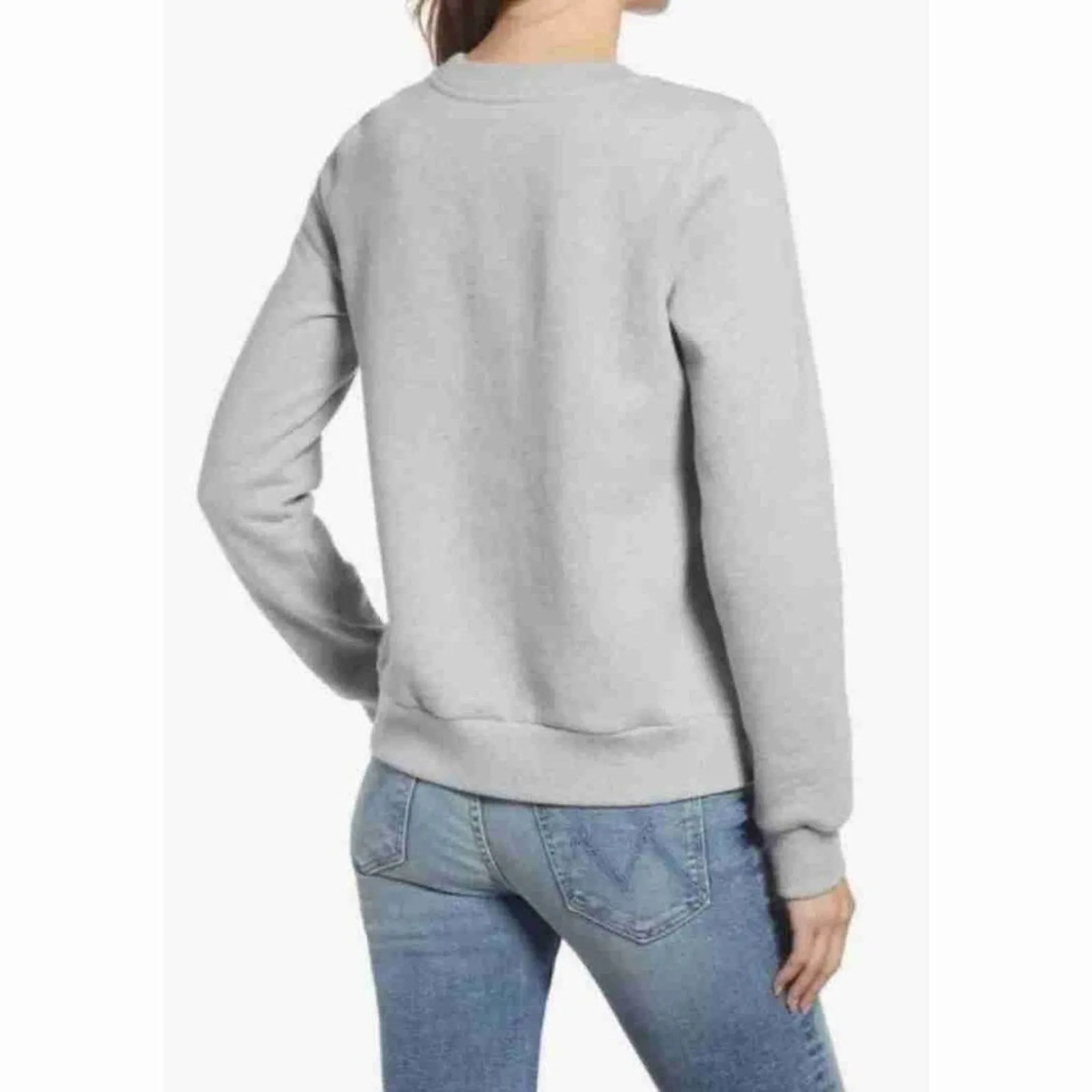 Halogen Grey Heather Long Sleeve Crew Neck Pullover Sweatshirt