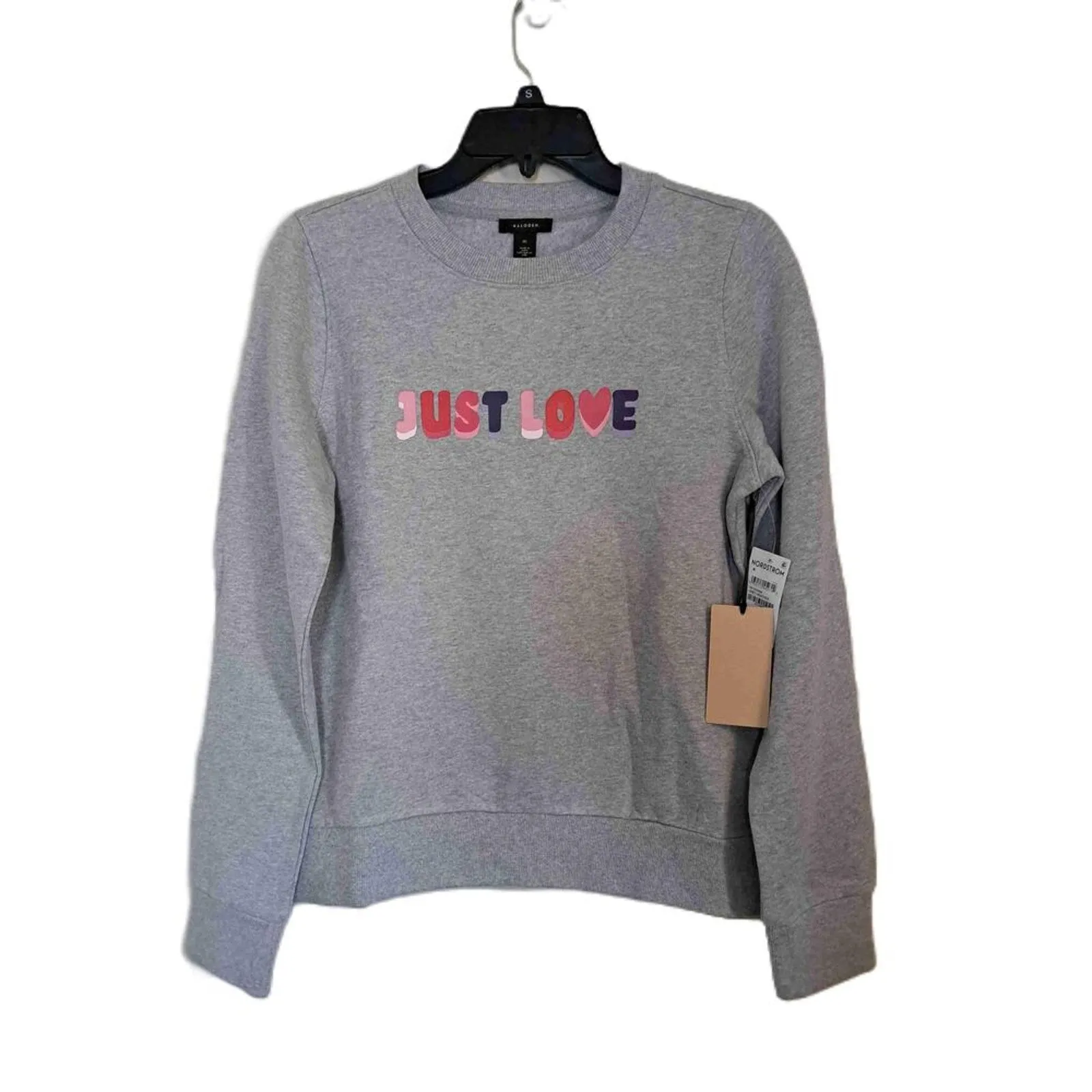 Halogen Grey Heather Long Sleeve Crew Neck Pullover Sweatshirt