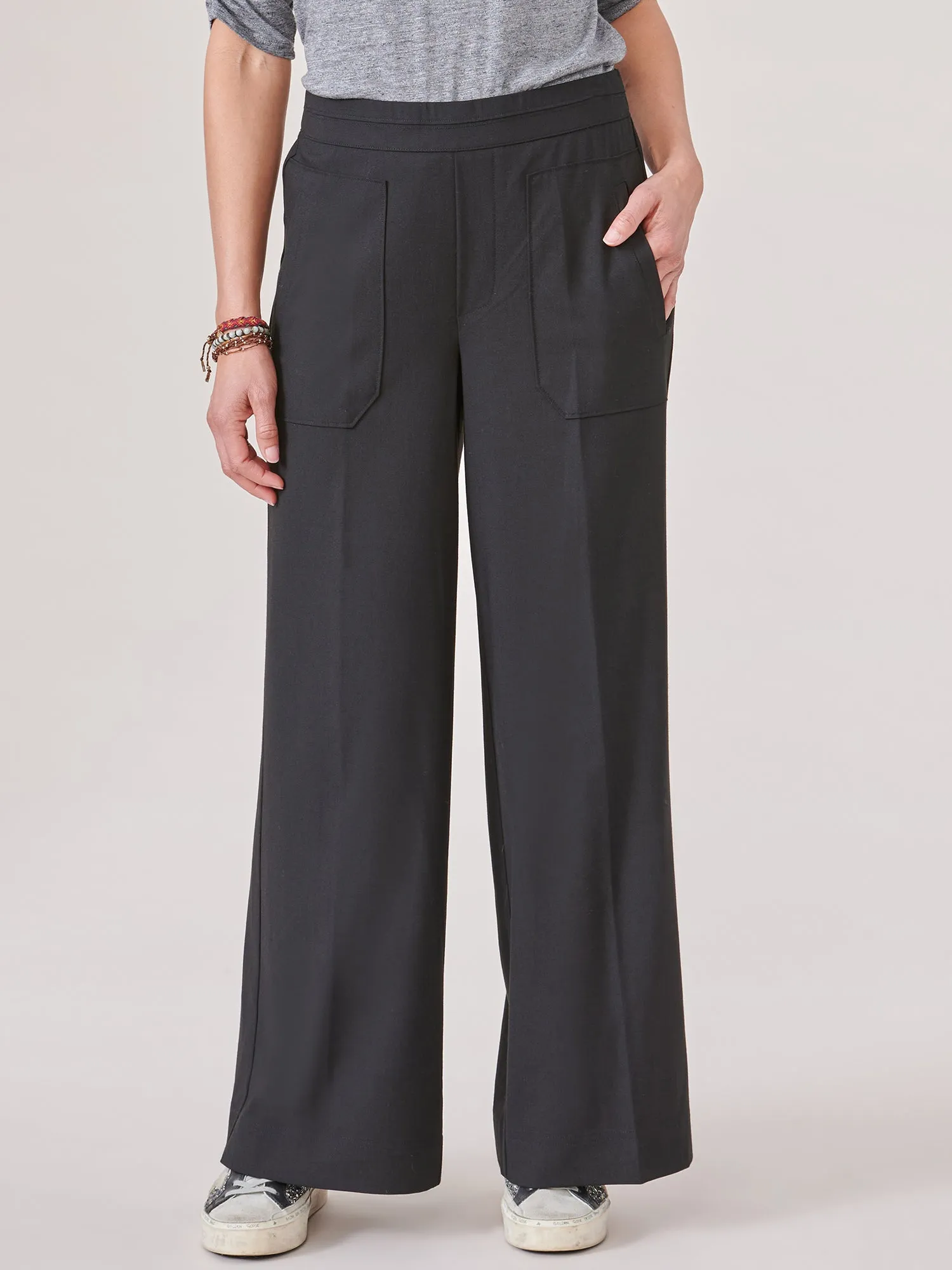 High Rise Utility Pocket Pull On Palazzo Pants