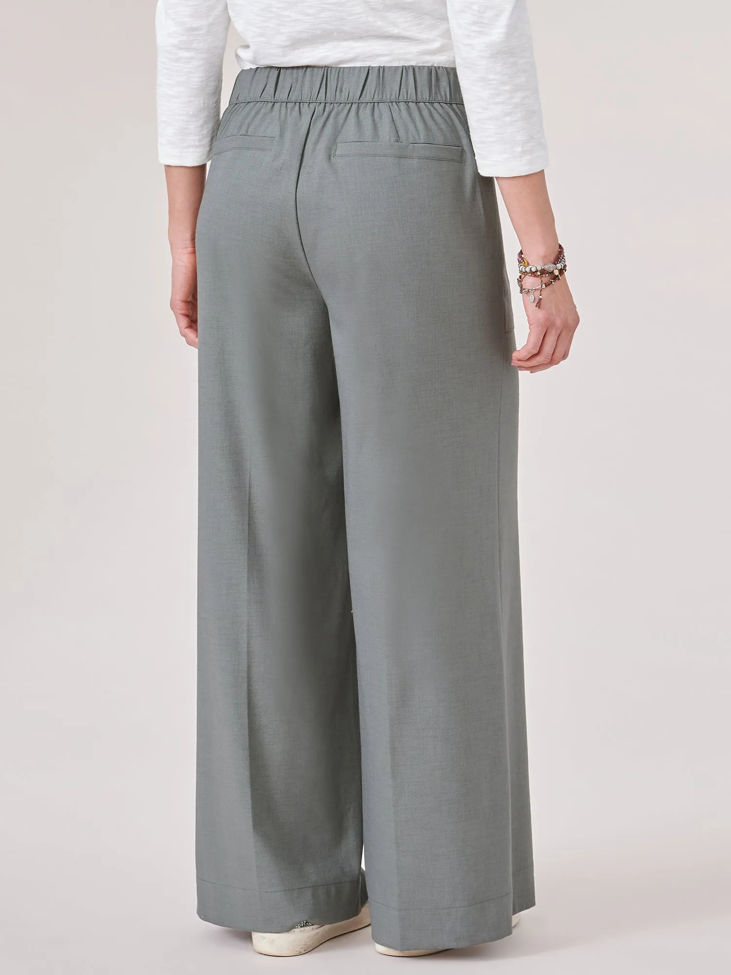 High Rise Utility Pocket Pull On Palazzo Pants