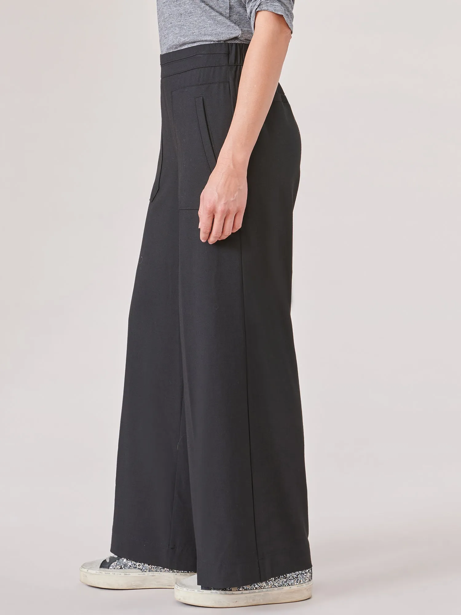 High Rise Utility Pocket Pull On Palazzo Pants