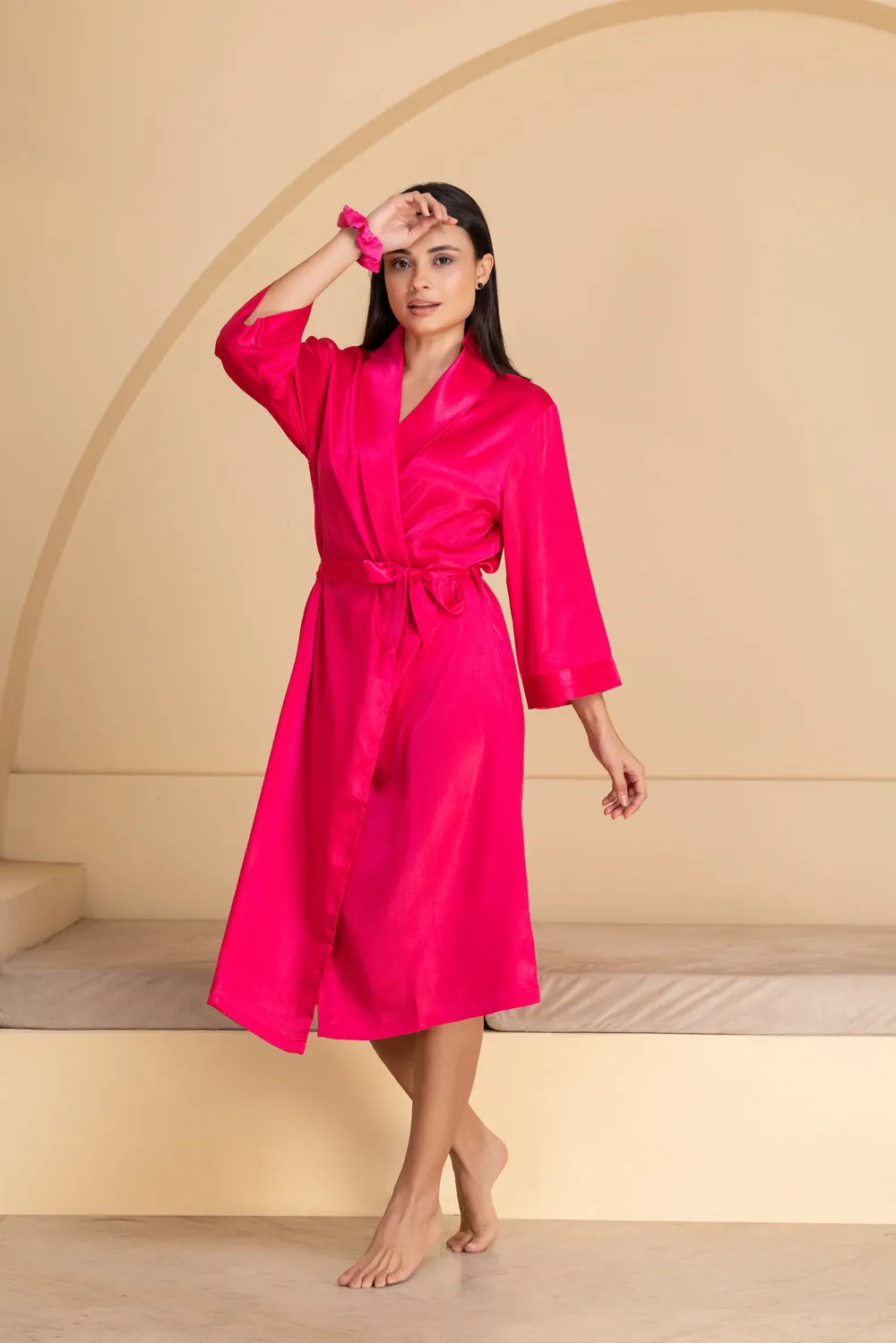 Hot Pink Bride Robe with Swaroski