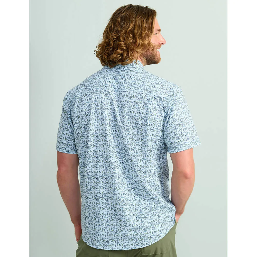 Huk Kona Print Short Sleeve Sport Shirt - Ice Water