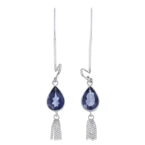 IOLITE TEARDROP TASSEL PULL THROUGH - SILVER