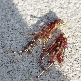 Jade Vine Garnet tassel style earrings