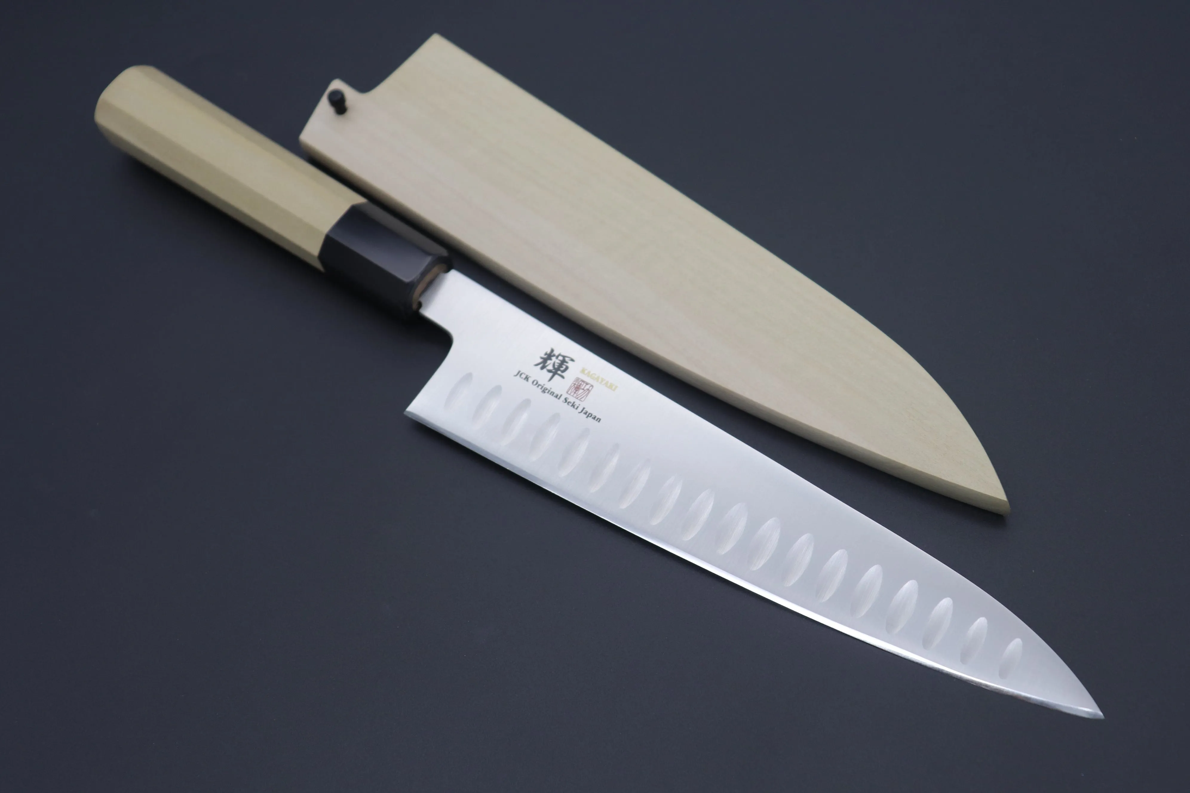 JCK Original Kagayaki Basic WA Series VG-10 Wa Gyuto with Dimples (210mm and 270mm, 3 Sizes)