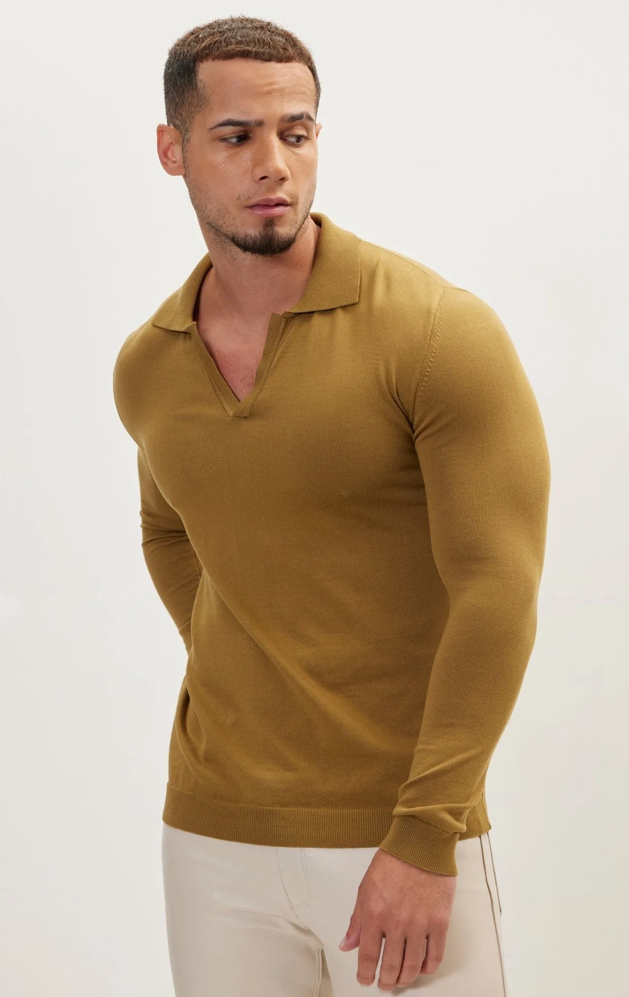 Johnny-Collar Sweater Polo - Pistachio