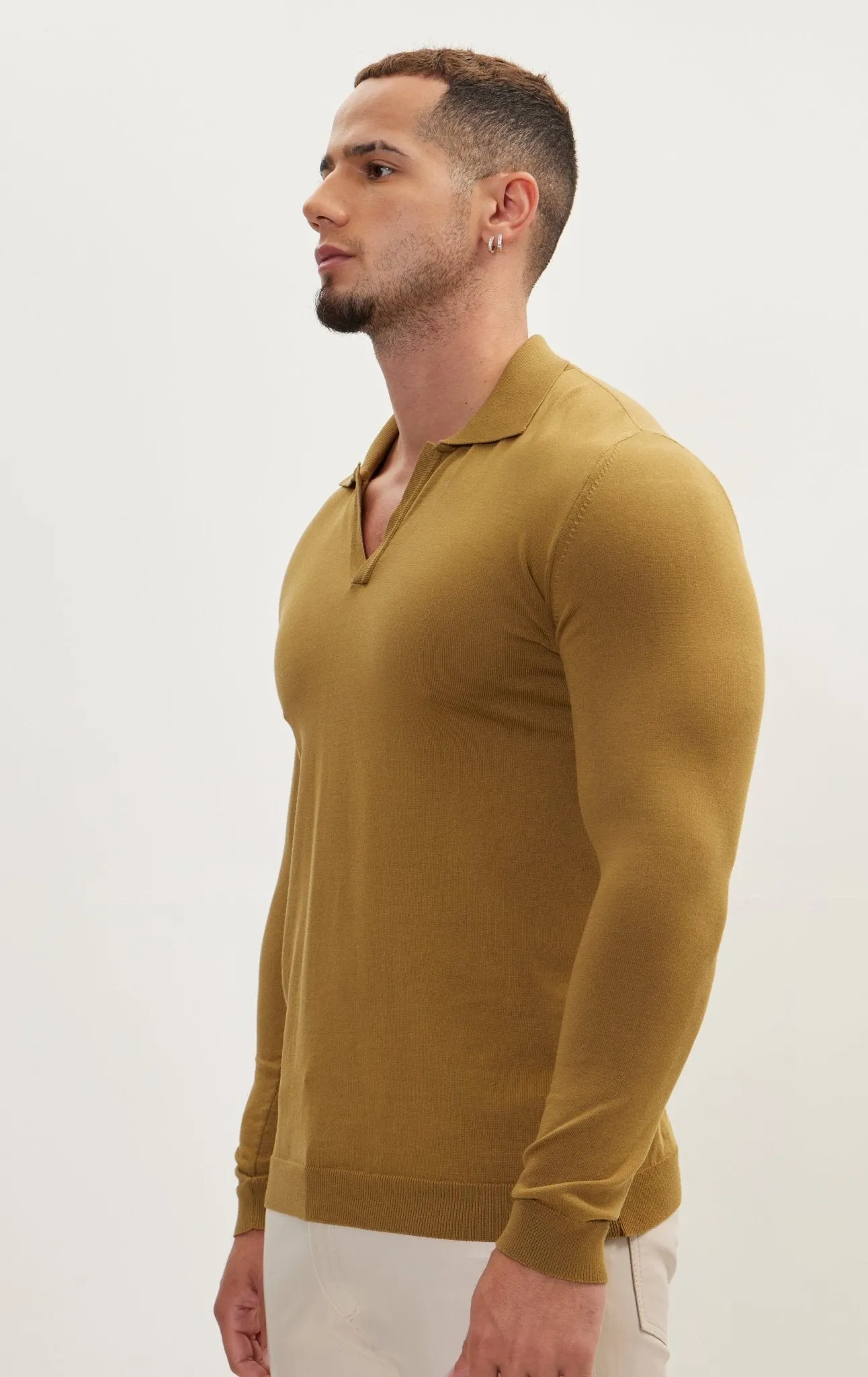 Johnny-Collar Sweater Polo - Pistachio