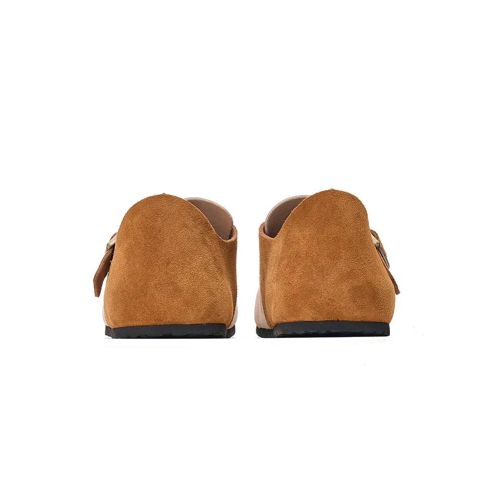 JOY&MARIO Women’s and Men's Slip-On Cow Suede Couple Birken Shoes in Camel-77193W/M