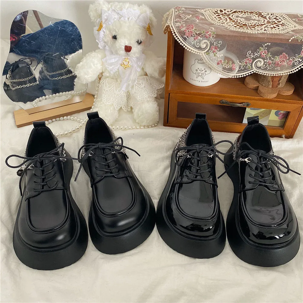 Kawaii Lolita shoes new cute Platform Japanese JK school uniform shoes fashion chain Loafers college girls punk Mary Jane shoes