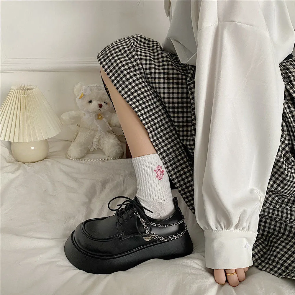 Kawaii Lolita shoes new cute Platform Japanese JK school uniform shoes fashion chain Loafers college girls punk Mary Jane shoes