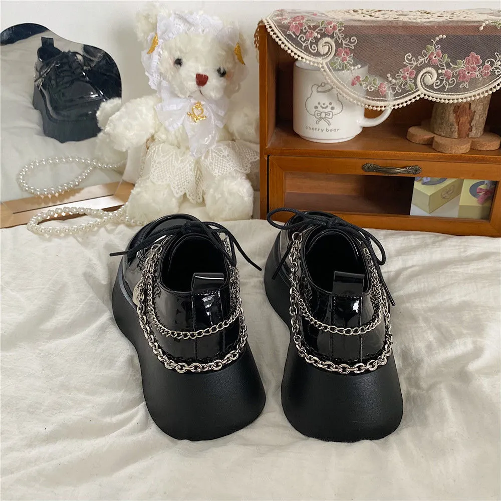 Kawaii Lolita shoes new cute Platform Japanese JK school uniform shoes fashion chain Loafers college girls punk Mary Jane shoes