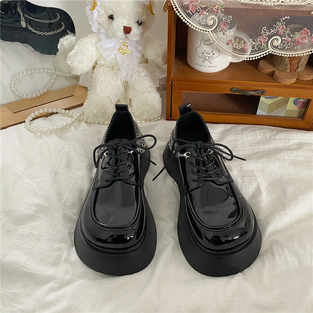 Kawaii Lolita shoes new cute Platform Japanese JK school uniform shoes fashion chain Loafers college girls punk Mary Jane shoes