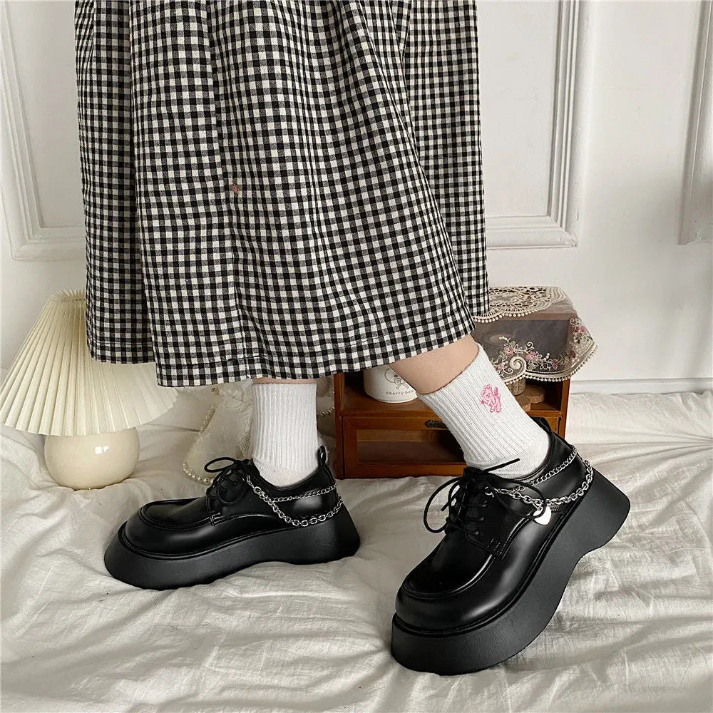 Kawaii Lolita shoes new cute Platform Japanese JK school uniform shoes fashion chain Loafers college girls punk Mary Jane shoes