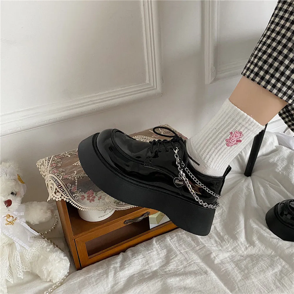 Kawaii Lolita shoes new cute Platform Japanese JK school uniform shoes fashion chain Loafers college girls punk Mary Jane shoes