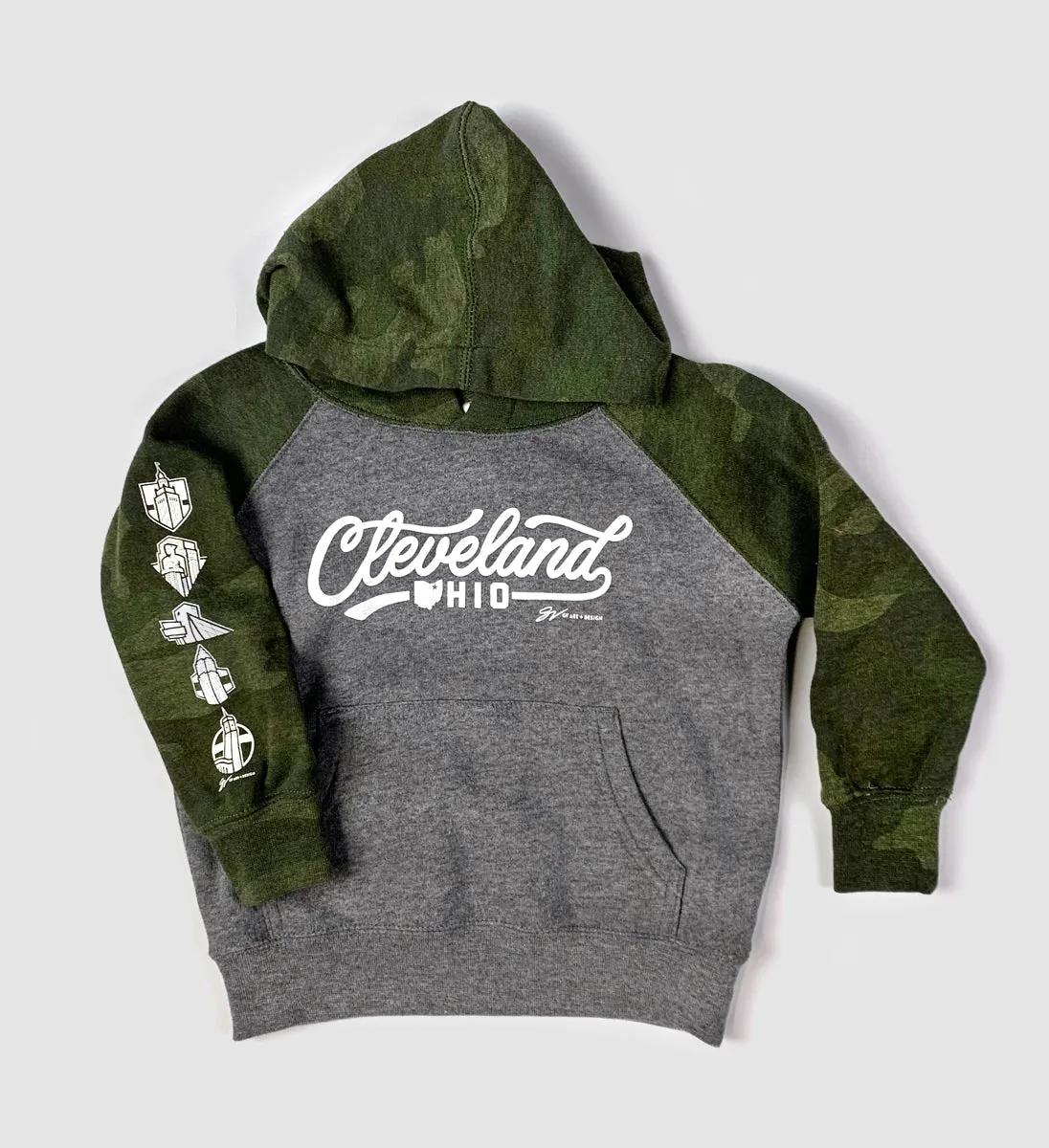 Kids Cleveland Script Camo Pullover Hoodie