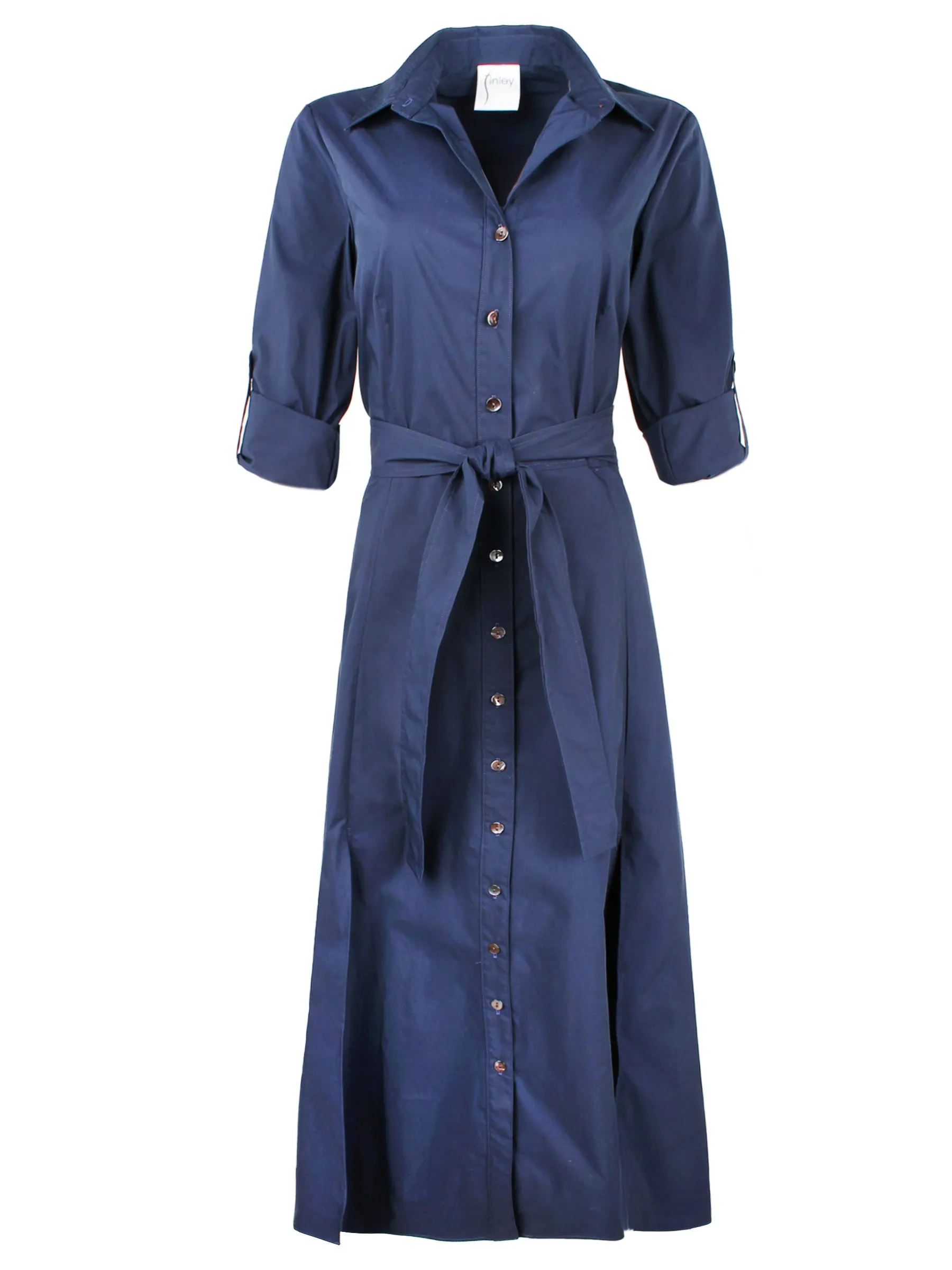 Laine Tie Front Long Dress Navy Blue Weathercloth