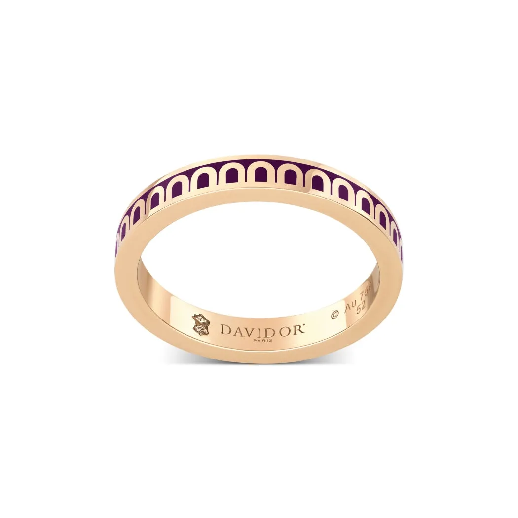 L'Arc de DAVIDOR Ring PM, 18k Rose Gold with Aubergine Lacquered Ceramic