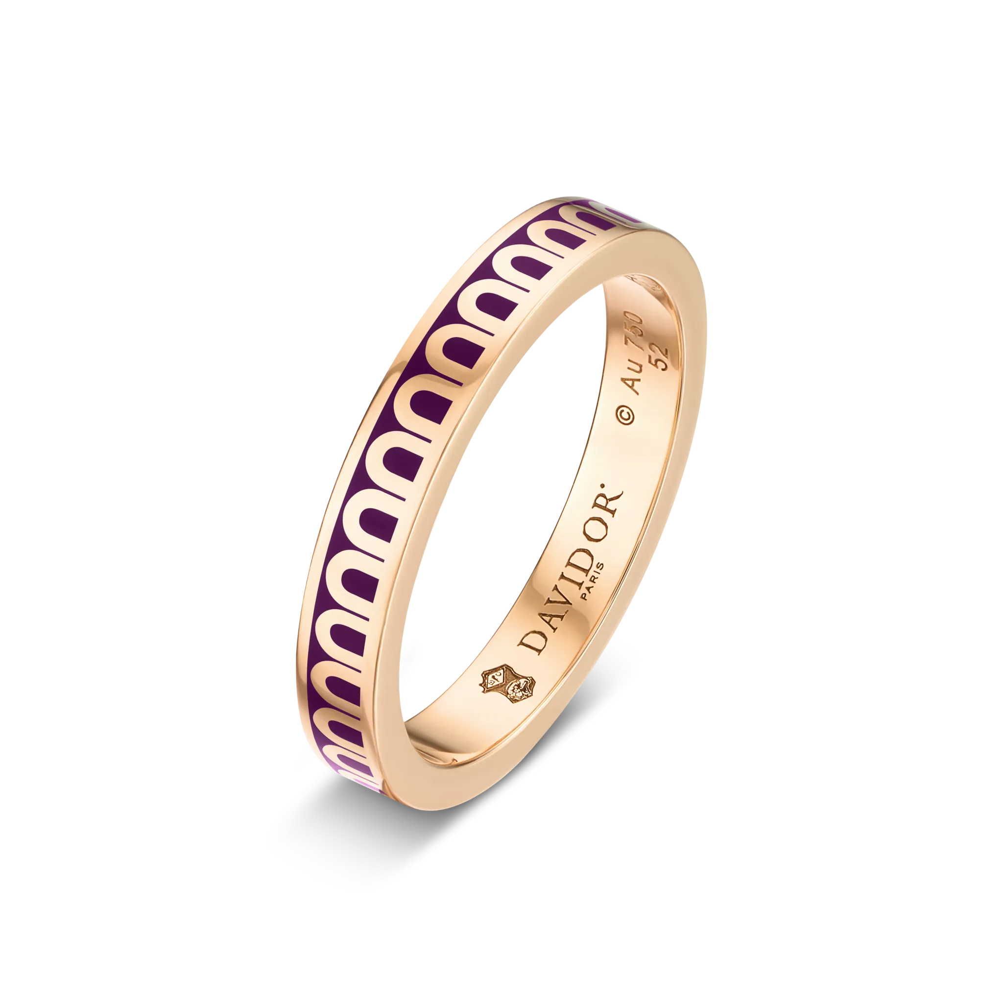 L'Arc de DAVIDOR Ring PM, 18k Rose Gold with Aubergine Lacquered Ceramic