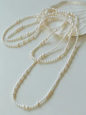 Large and Small Pearls Spliced Extra Long Pearl Necklace-Large Pearl Style