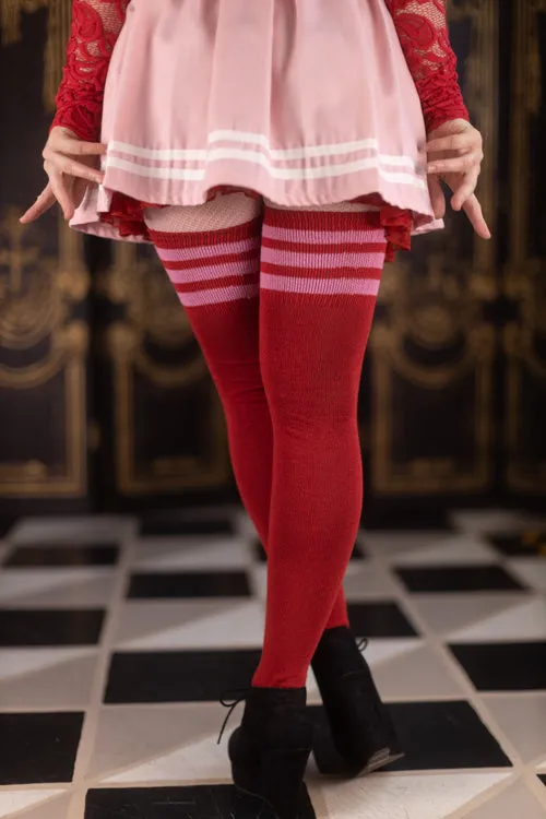 Longer Cotton Top-Striped Extraordinary Thigh High