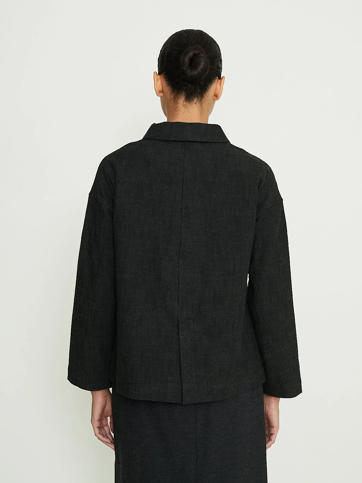 Loose Blazer Herringbone CW in Black