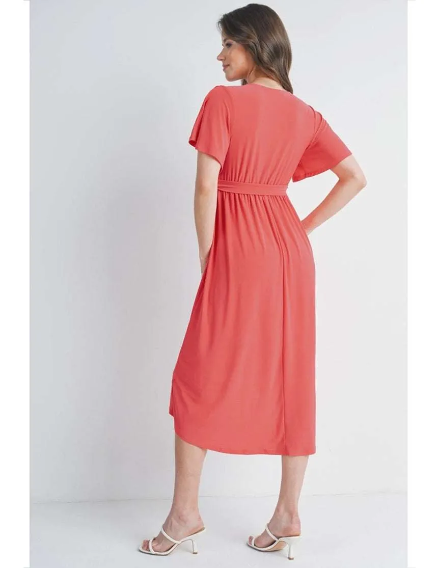 Luna Flutter Sleeve Maternity   Nursing Dress