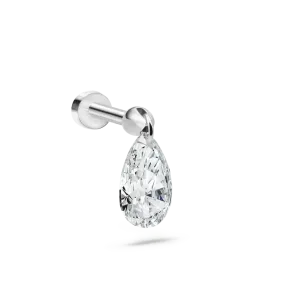 Maria Tash Floating Pear Diamond Charm Threaded Stud Earring