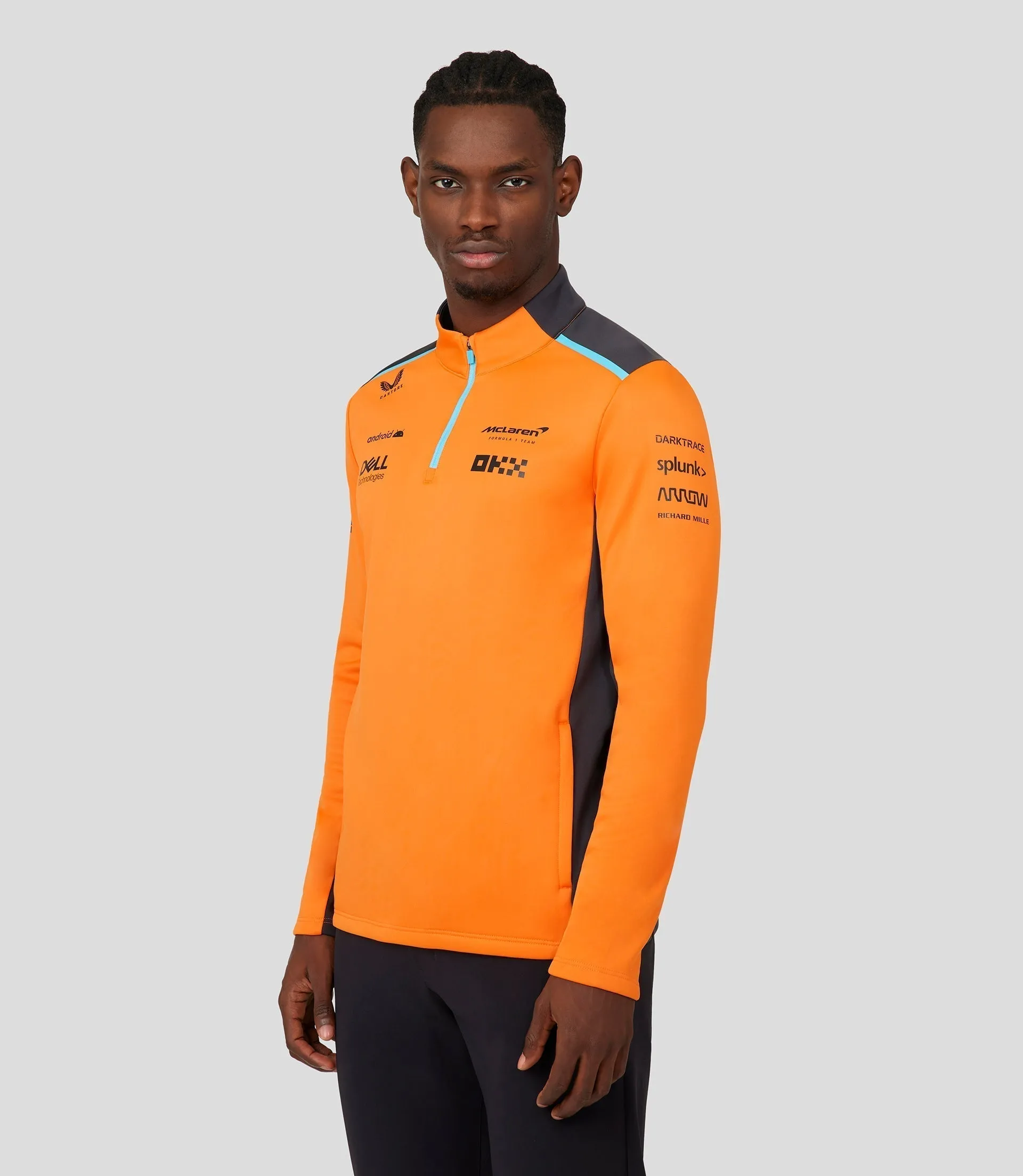 MCLAREN HEREN  SHIRT MET ¼ RITS - PAPAYA ORANJE