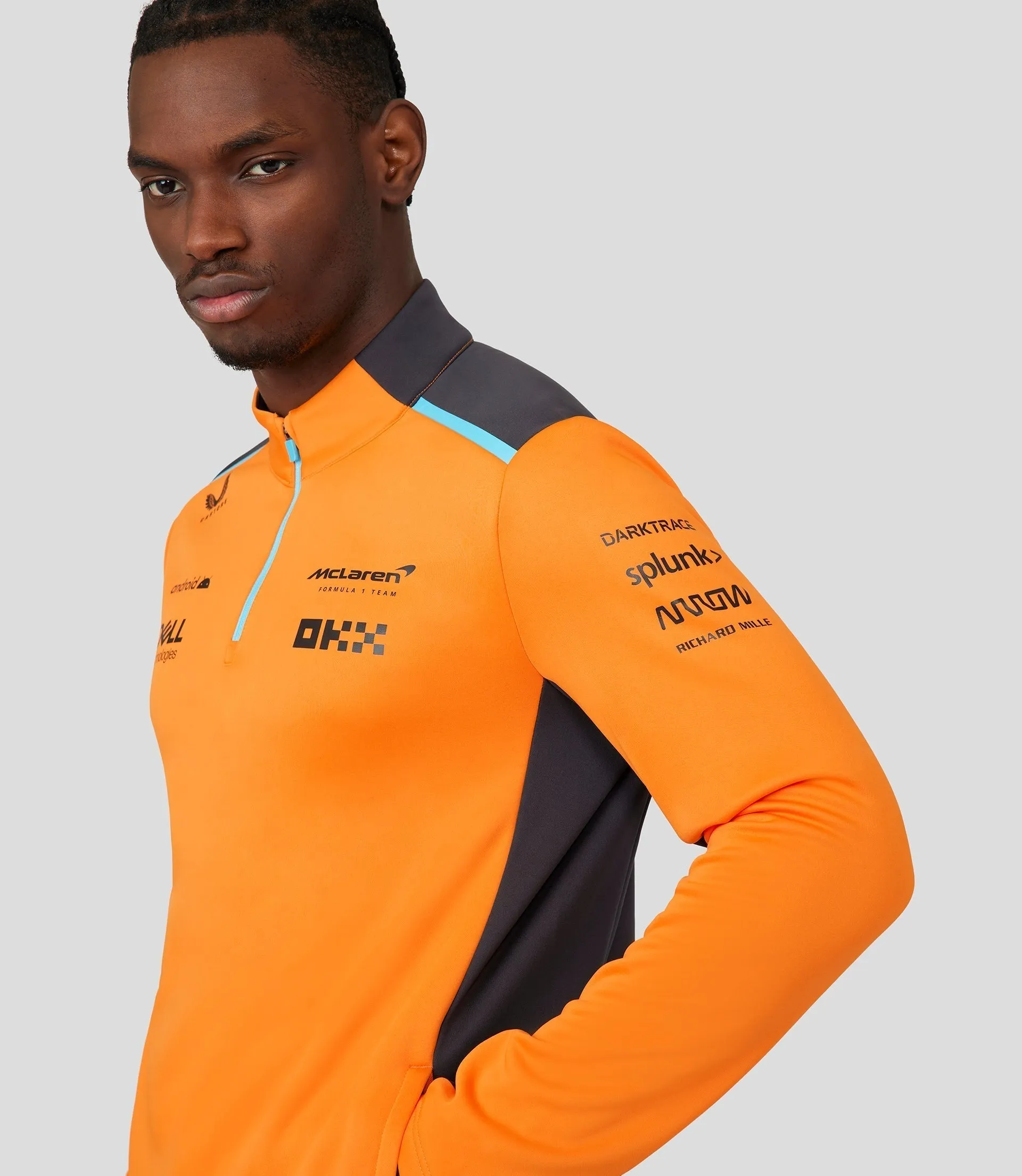 MCLAREN HEREN  SHIRT MET ¼ RITS - PAPAYA ORANJE