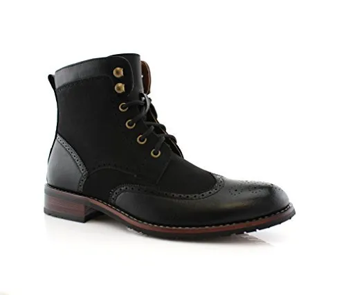 Men's MPX-808567 Lace Up Wing Tip Perforated Dress Boot