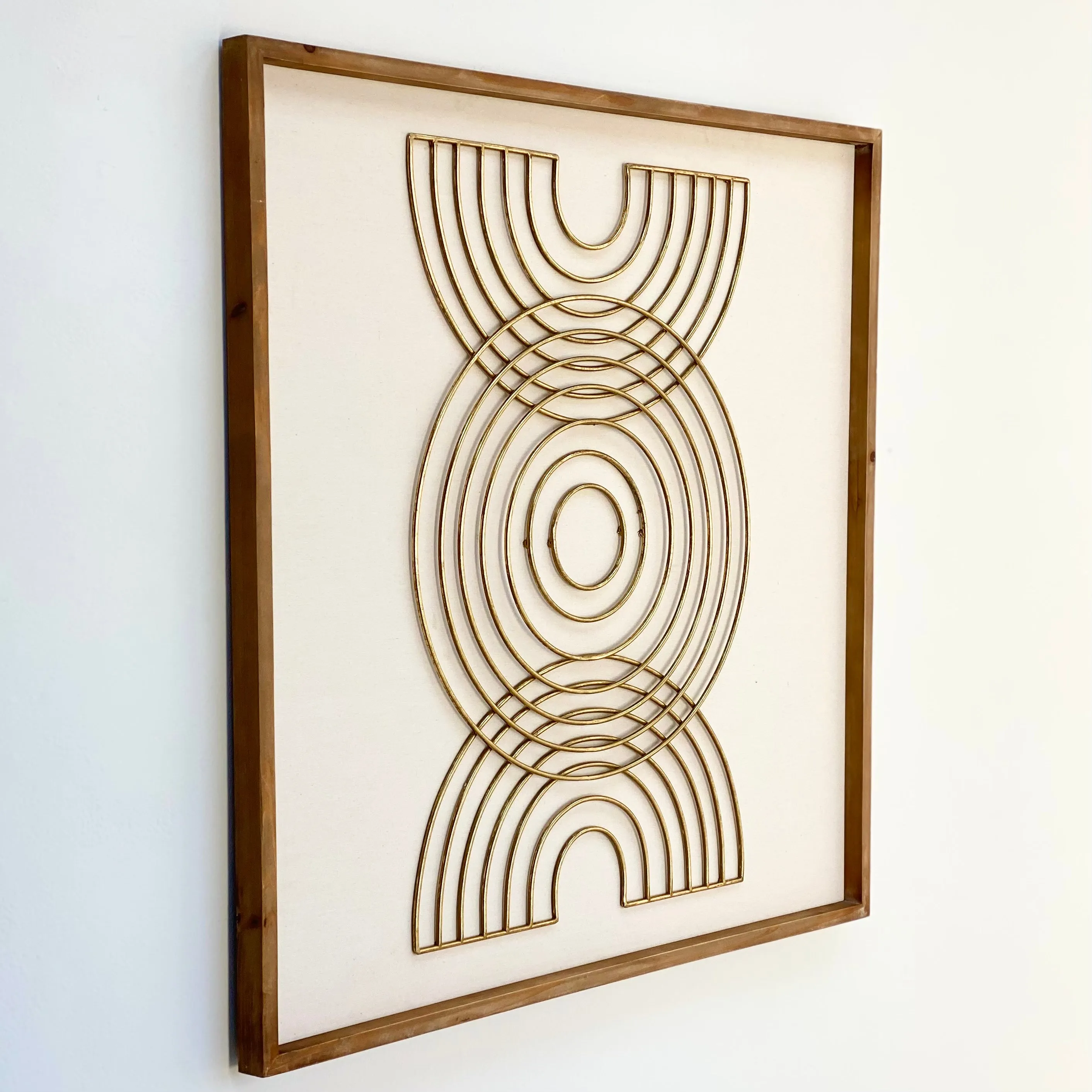 Mid Century Golden Circle Wooden Wall Art