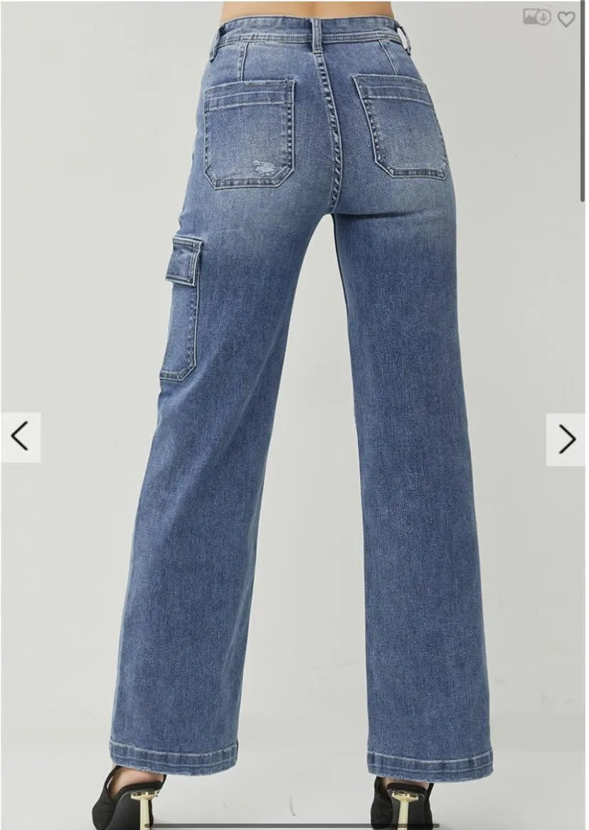 Mid Rise Cargo Jeans