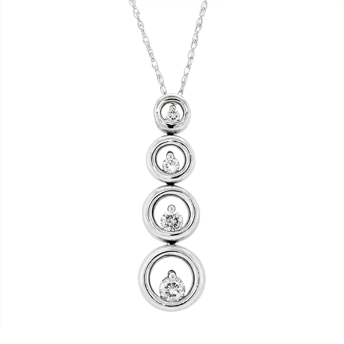 MODERN WHITE GOLD CIRCLE NECKLACE WITH DIAMONDS, 1/5 CT TW