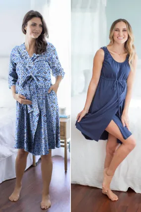 Natalia Robe & Navy 3 in 1 Labor Gown Set