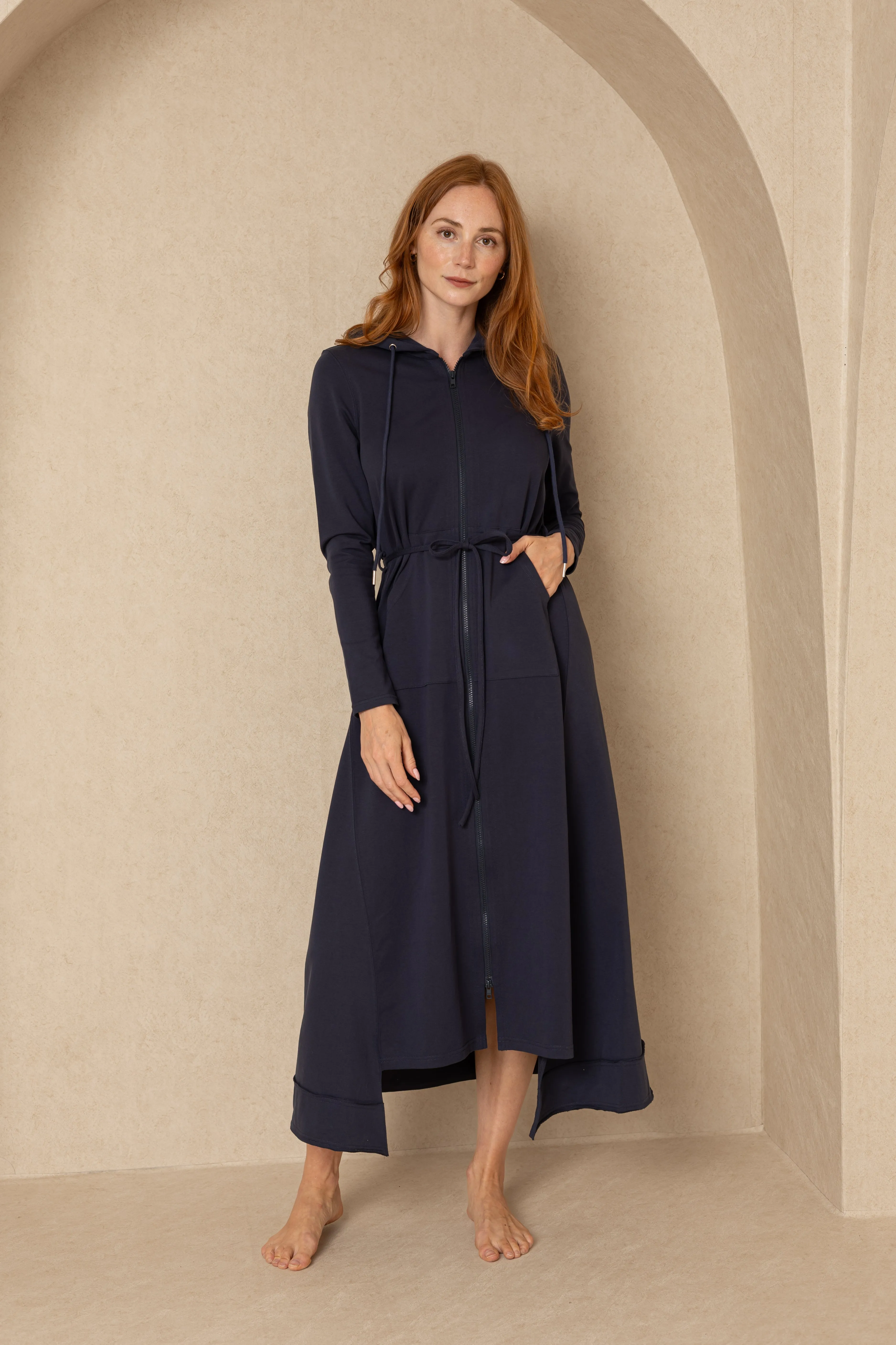 Navy Maxi Sweatshirt Dress