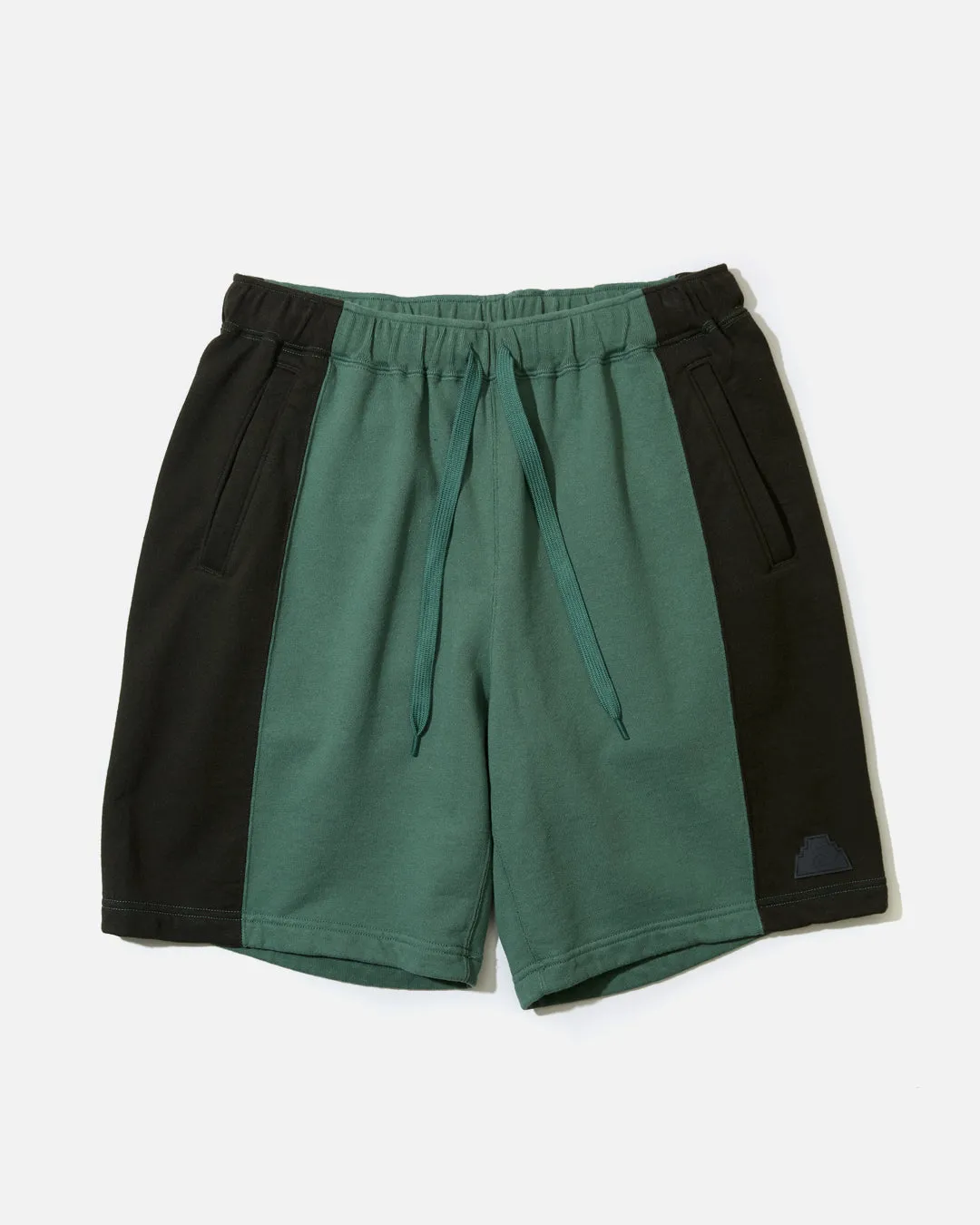 Paneled Two Tone Jog Shorts - Green